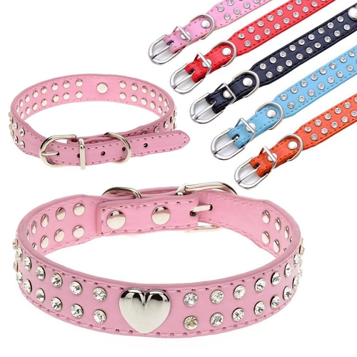 Small Rhinestone Dog Collars Adjustable Puppy Dog