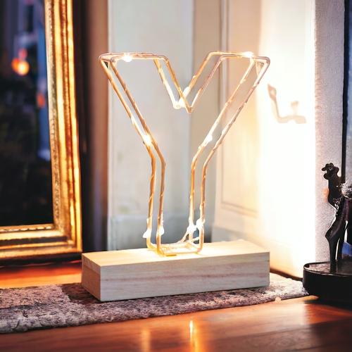 Light Up Letter Y Wire Frame Copper Rose Gold Alphabet Light