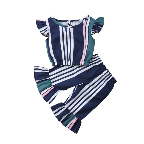 Fashion Kids Baby Girls Striped Crop Tops Blouse