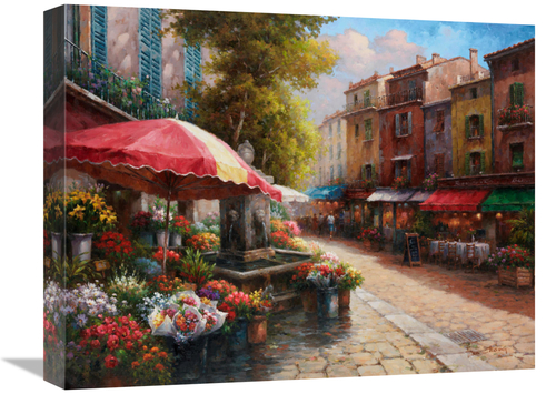Global Gallery GCS-135539-1620-142 16 x 20 in. Flower Market Cafe Art 