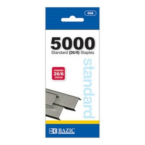 Bazic 608   5000 Ct. Standard (26/6) Staples  Case of 24
