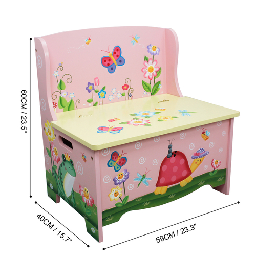 Fantasy Fields Kids Wooden Toy Storage Bench