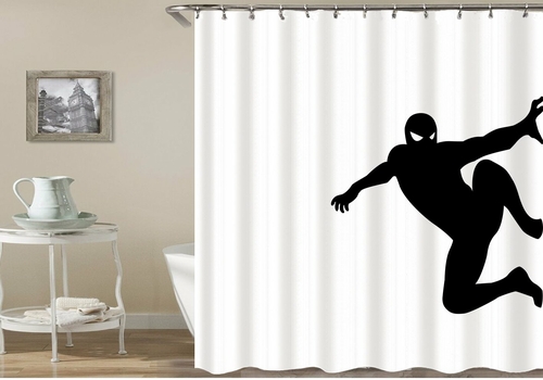 Black And White Spiderman Shower Curtain