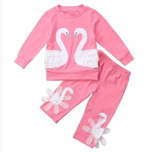 Swan Kids Baby Girl Outfit Clothes Tops