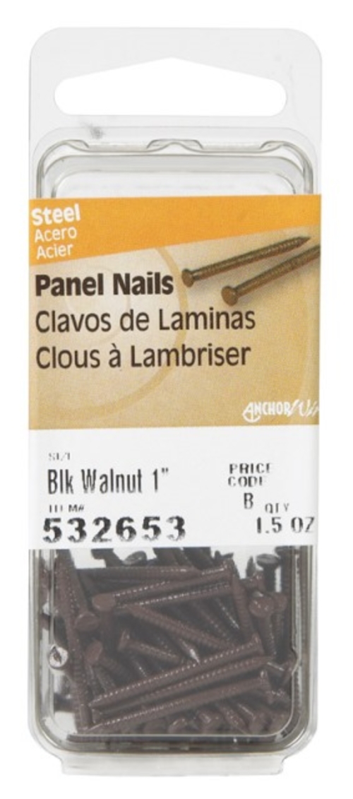 Hillman 532653 1.5 oz Panel Nails  Black Walnut - 1 in. - pack of 6