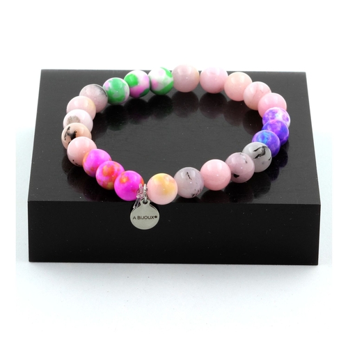 Pink Opal + Blue Purple + Pink Green + Yellow Pink Jasper Bracelet