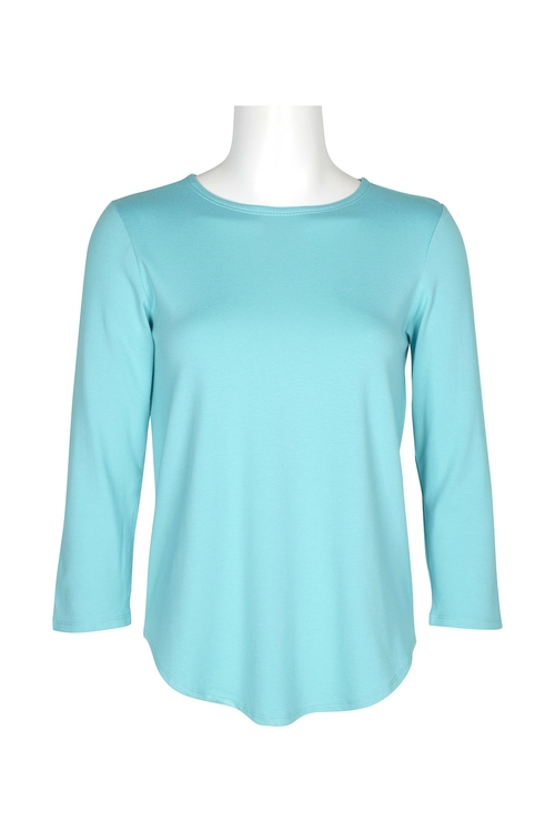 Cupio Crew Neck 3/4 Sleeve Solid Jersey Top