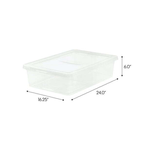 28 Quart Under Bed Plastic Storage Box, Clear, Set of 4