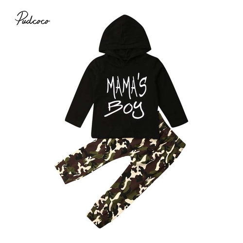 2 6T Little Boys Autumn Camo Clothes Set Kids Boy