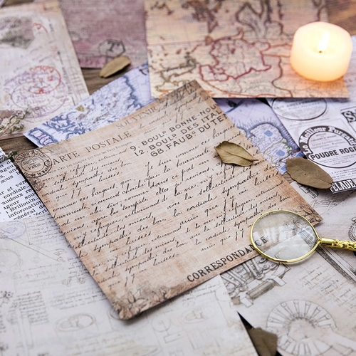 8PCS/PACK Retro Newspaper Map Sticker Marker