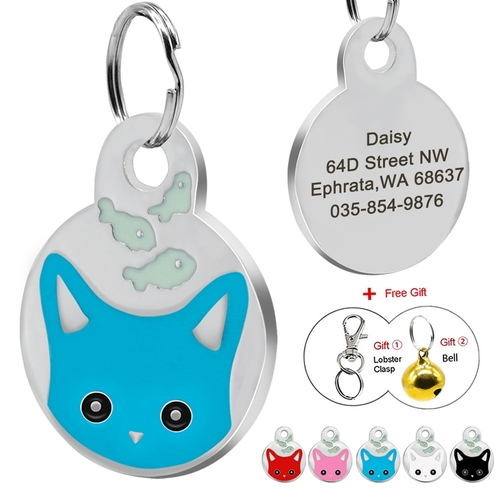 Personalized Round Dog Tag Custom Cat Engraved