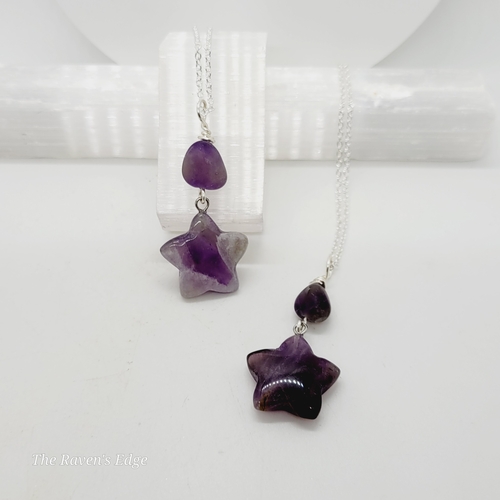 Amethyst Star Necklace Crystal Necklace Handmade