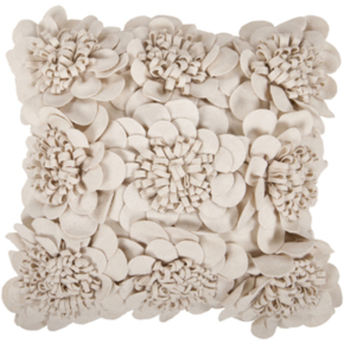 Surya Rug FA069-2222P Square Ivory Poly Fiber Pillow 22 in.