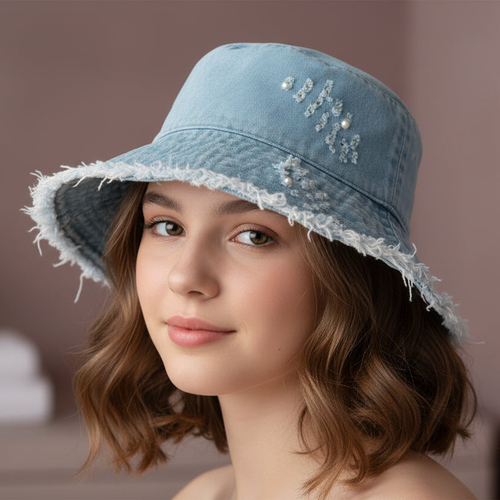 Wide Brim Frayed Bucket Hat