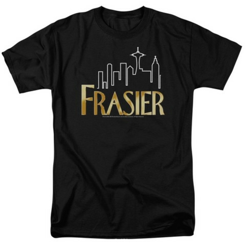 Trevco Frasier-Frasier Logo - Short Sleeve Adult 18-1 Tee - Black- Lar