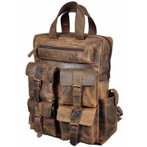 Leather Backpack for men&women Brown Leather Backpack