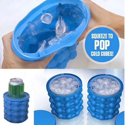 2 in 1 Silicone Ice Cube Maker Portable Bucket