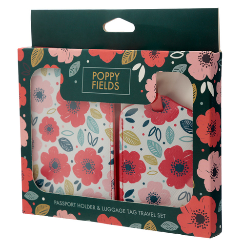 Fun Novelty Poppy Fields Luggage Tag and Passport Cover Set