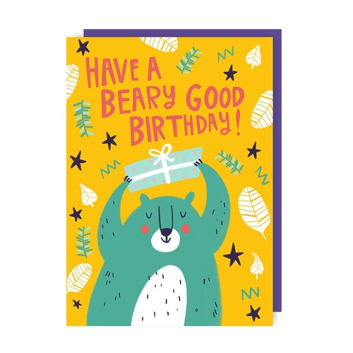 Cute Bear Childrens Kids Birthday Card (Pack of 6)