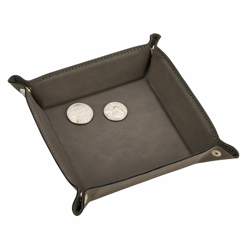 Creative Gifts International 002765 Leatherette Snap Tray, Grey