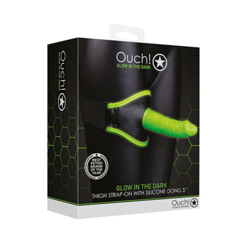 Ouch! Glow in the Dark Thigh Strap-On Harness With 5 in. Silicone