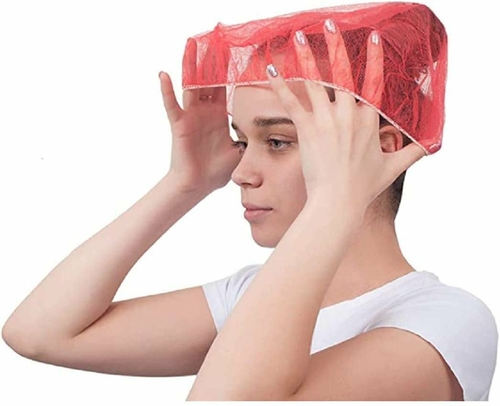 ABC 1000 Pack Red Bouffant Caps 21". Non Woven Hair Caps with Elastic