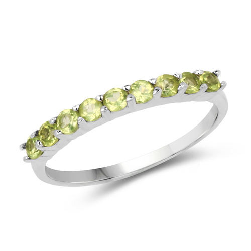 0.75 Carat Genuine Peridot .925 Sterling Silver Ring