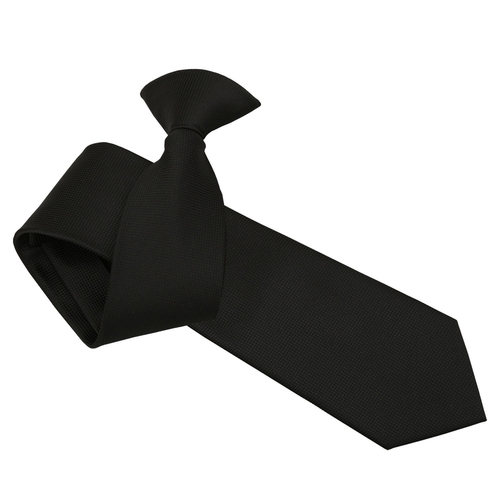 Solid Check Clip On Slim Tie - Black