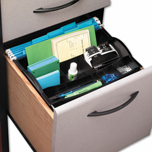 Rubbermaid 11916ROS Hanging Desk Drawer Organizer- Plastic- Black