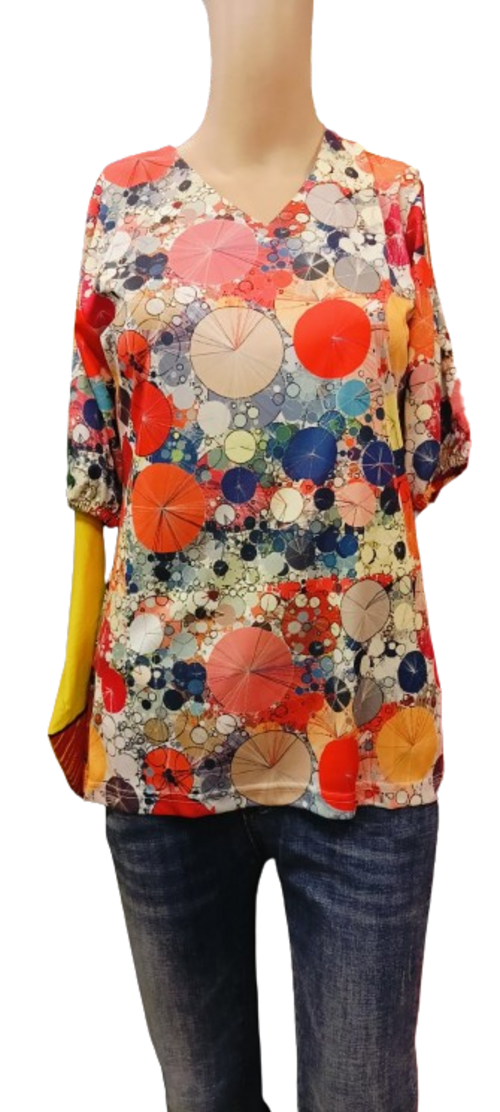 Tags N Togs  Rayon Vibrant Floral Printed Long Cuff Sleeves Button
