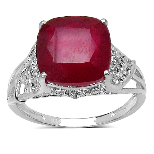 4.20 ct. t.w. Glass Filled Ruby and White Topaz Ring in Sterling