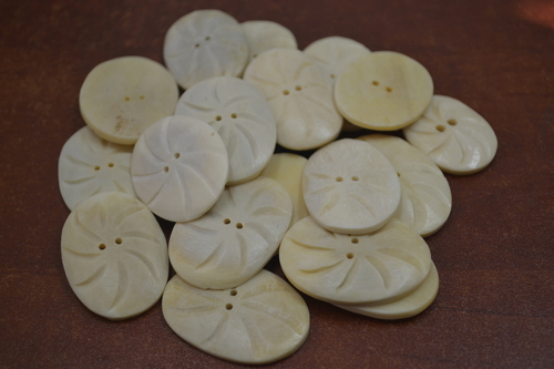 50 Pcs Swirl Oval Brown Buffalo Bone Sewing Buttons 1 1/4"