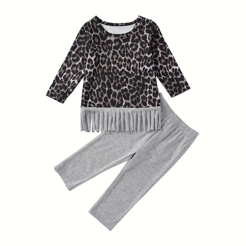 Little Girls 2Pcs Leopard Clothes Set Toddler