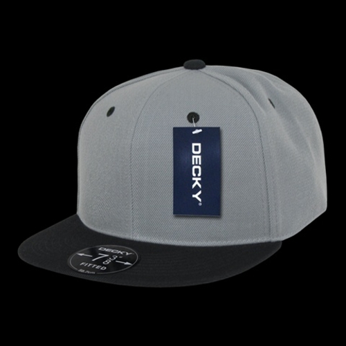 Decky RP1-PL-GRB-22 Retro Fitted Caps Grey & Black - 6.86