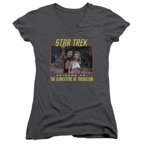 Trevco Star Trek-Episode 46 - Junior V-Neck Tee - Charcoal- Large