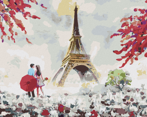 Paint by Numbers - EIFFEL TOWER AND A WOMAN WITH FLOWERS