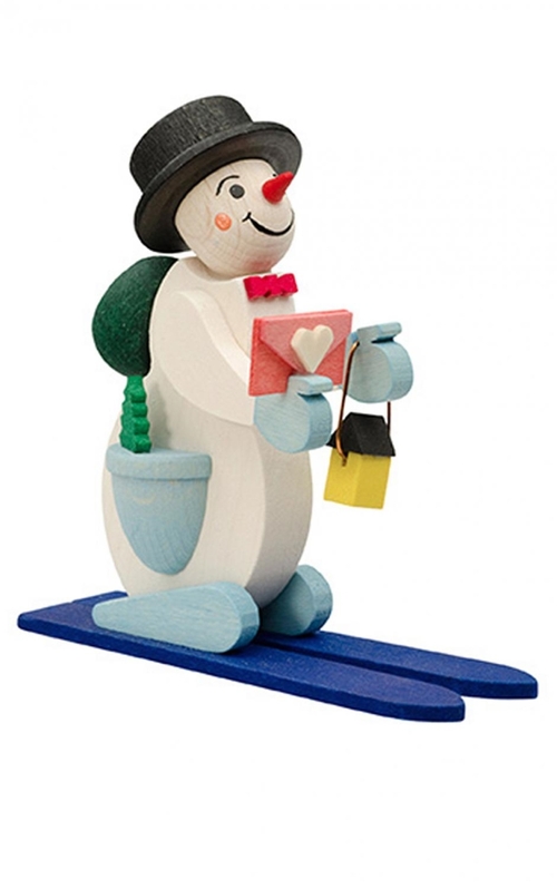 Alexander Taron 4582B Graupner Ornament - Snowman with Skis, Blue