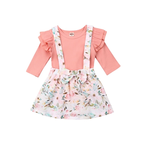 0 18M Toddler Kids Girl Clothes Sets 2pcs Pink