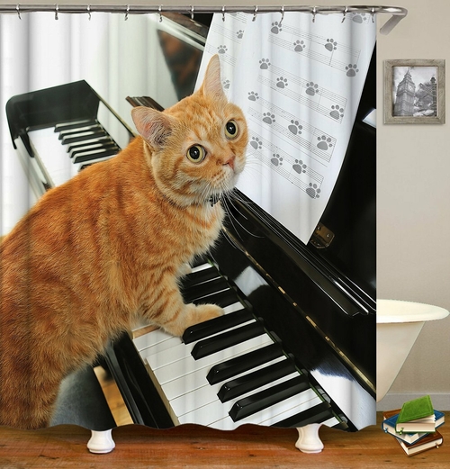 Ludwig Van Cat Shower Curtain