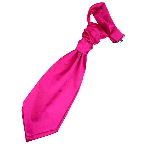 Plain Satin Pre-Tied Ruche Cravat - Boys - Hot Pink
