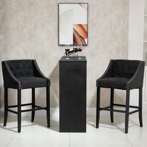 HOMCOM Set of 2 Height Bar Chairs Button Tufted Barstools for Kitchen