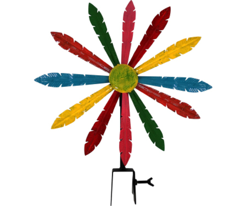 Alpine Corp JUM118 Metal Windmill with Stake & Fence Topper, Multi