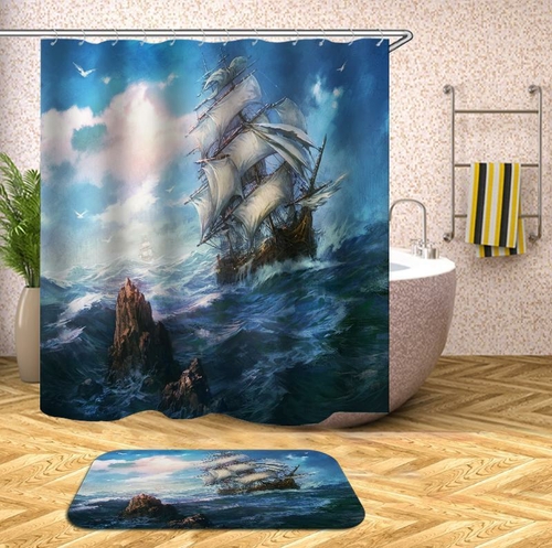 Stormy Ocean Sailing ship Shower Curtain