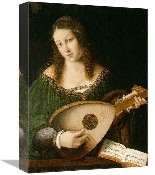 Global Gallery GCS-455049-1216-142 12 x 16 in. Lady Playing a Lute Art