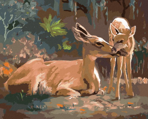 Zuty - Paint by Numbers - LYING DOE AND A FAWN (D. RUSTY RUST), 40x50