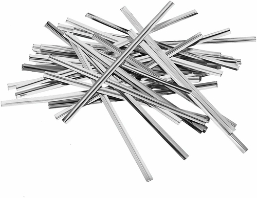 1000 Pack of Glossy Silver Twist Ties 4" Bag Ties Metalic Foil Twist