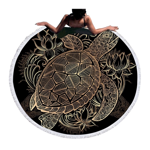 Turtles Bohemian Tassel Tapestry Flower Round