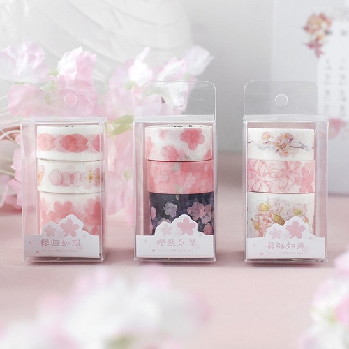 3PCS/SET Cute Sakura Petal Washi Tape Set