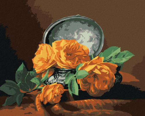 Paint by Numbers - STILL LIFE YELLOW ROSE IN A DECORATED CASE (PIETER