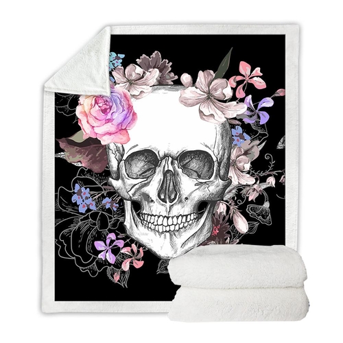 Sugar Skull Collection Velvet Plush Throw Blanket